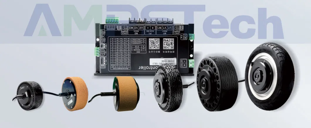 Ampstech 10 Inch 30nm DC Brushless Wheel Hub Servo Motor IP67 Waterproof for Robot Agv